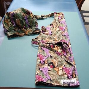 Chefwear Grape Print Apron and Hat Set Cottagecore Grandmacore